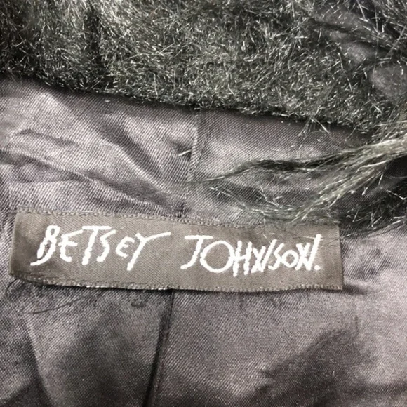 Rare Vintage Betsey Johnson Mongolian Faux Fur Animal Print 90s Y2k Trench Coat - Picture 8 of 16